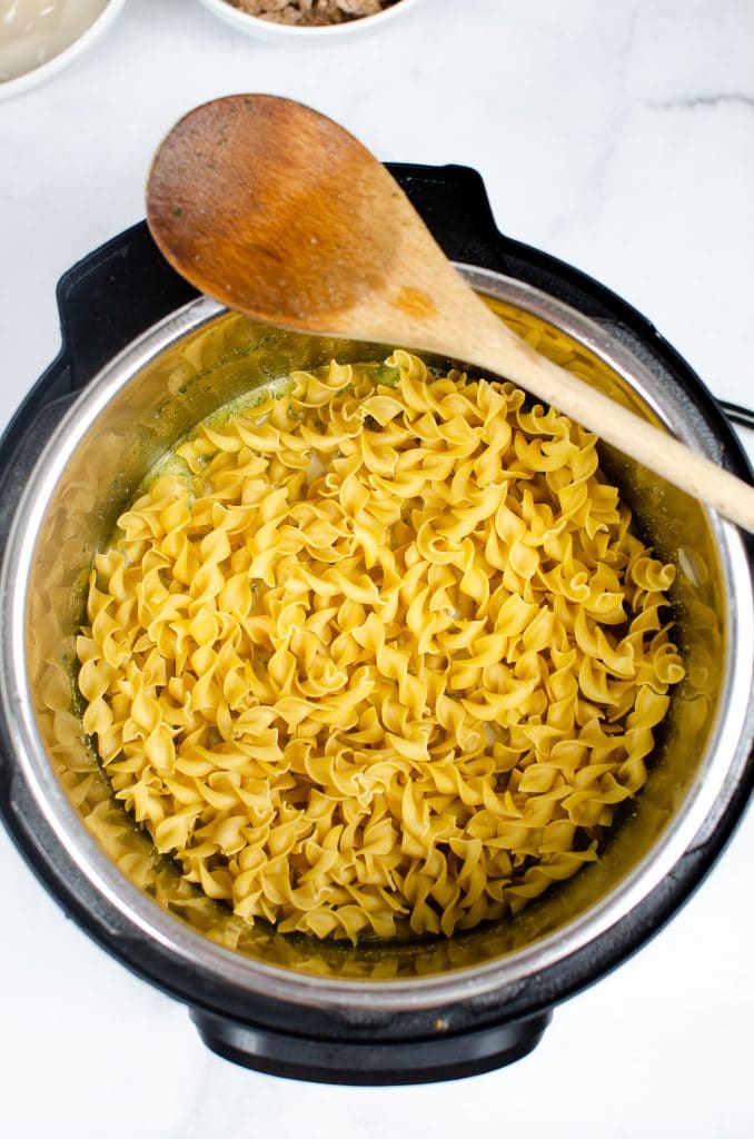 noodles in pot