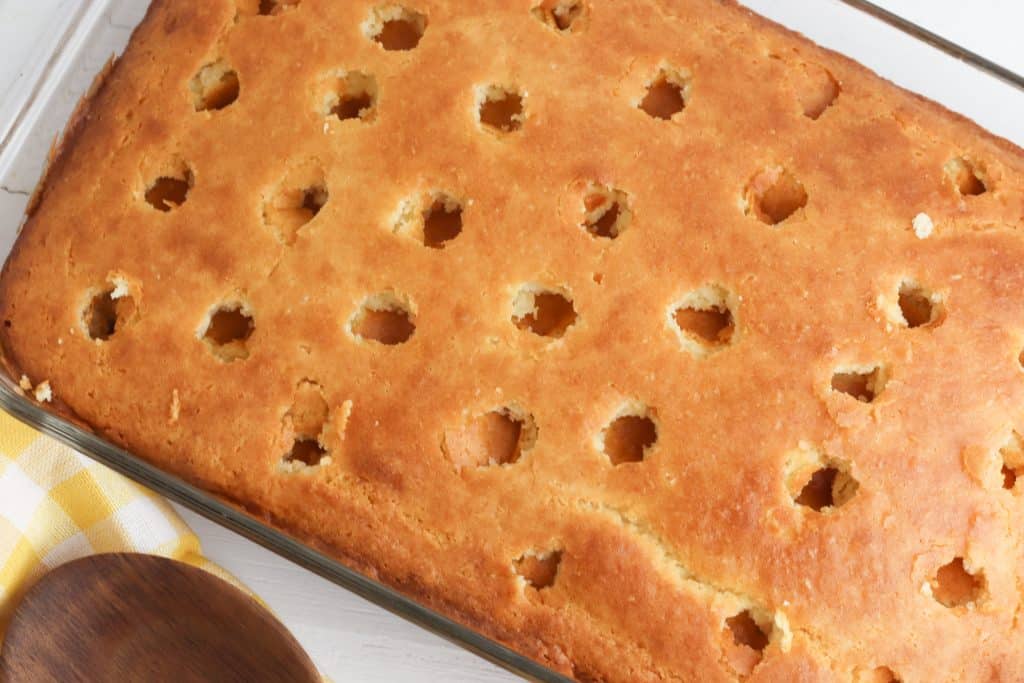 baked cake with holes in it.