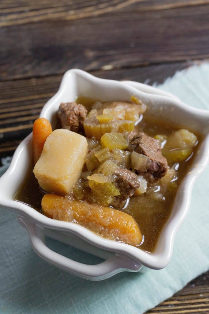 Instant Pot Beef Stew on table