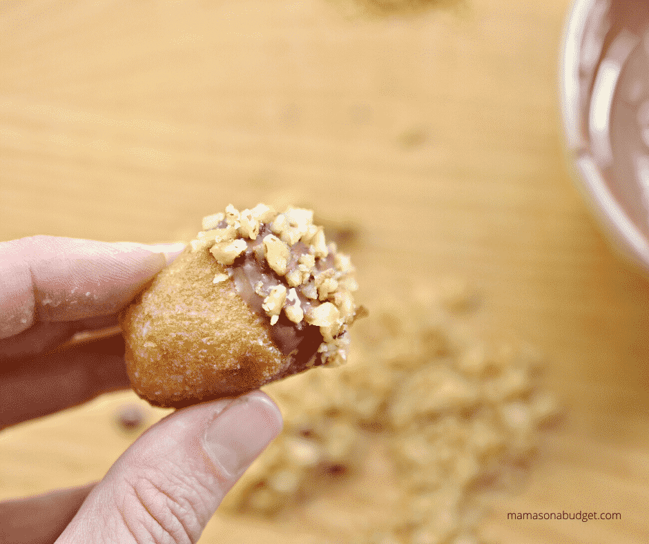 donut hole topped with nuts