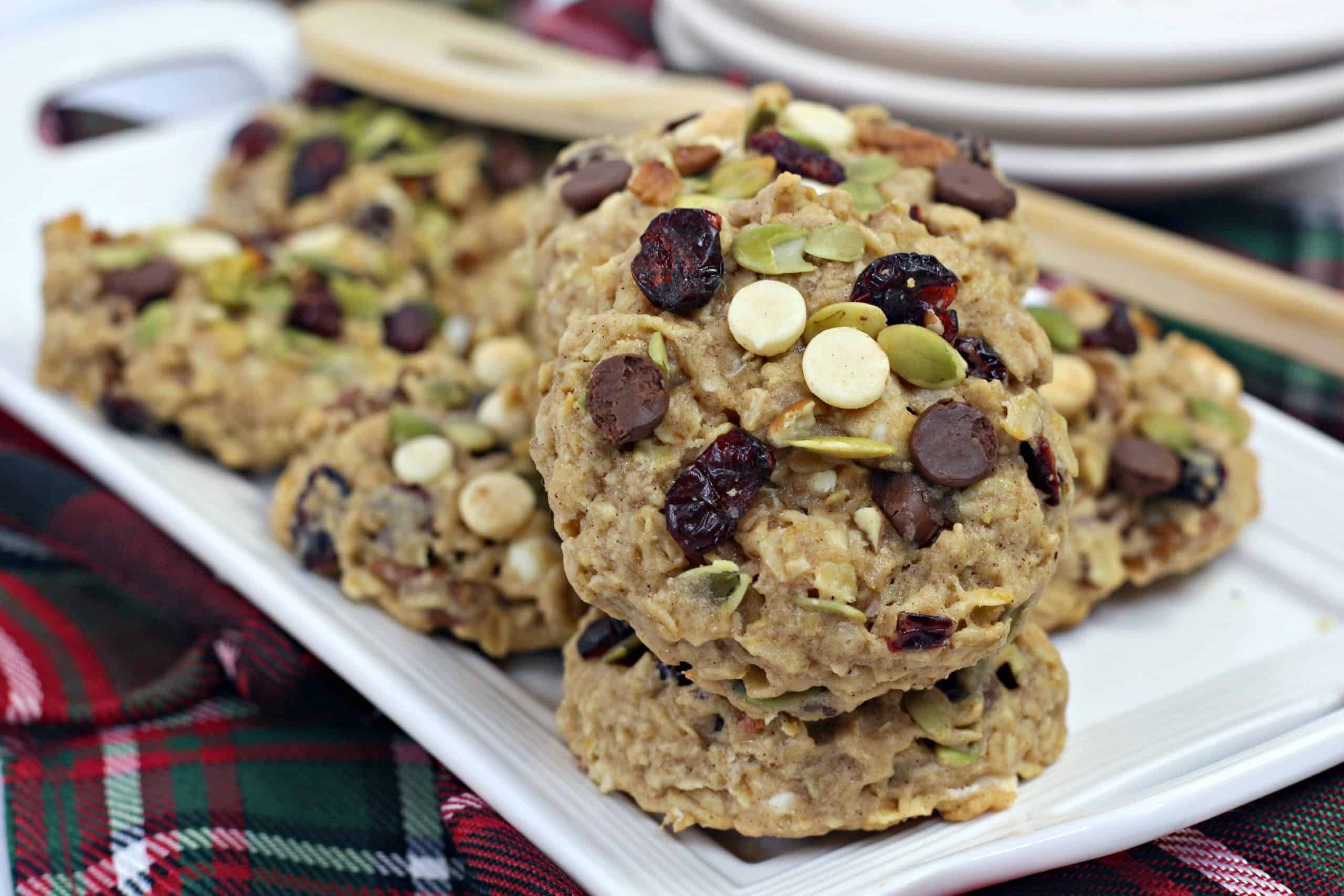 Arizona Trail Mix Cookies on white plate