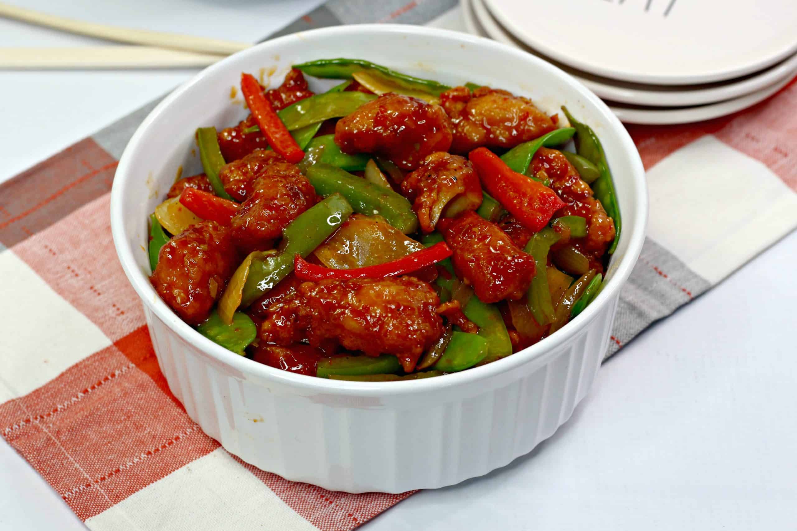 bowl of firecracker chicken