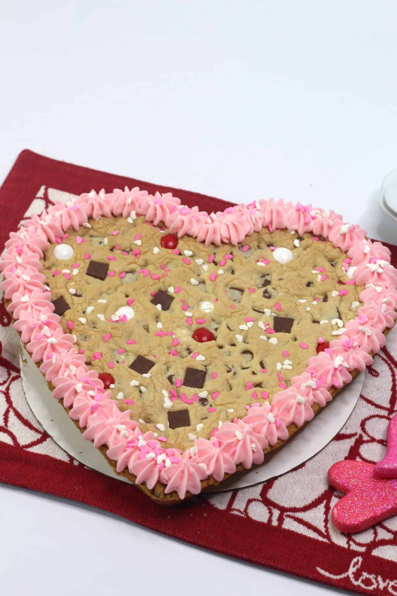 Heart Chocolate Chip Cookie Cake Mama's On A Budget