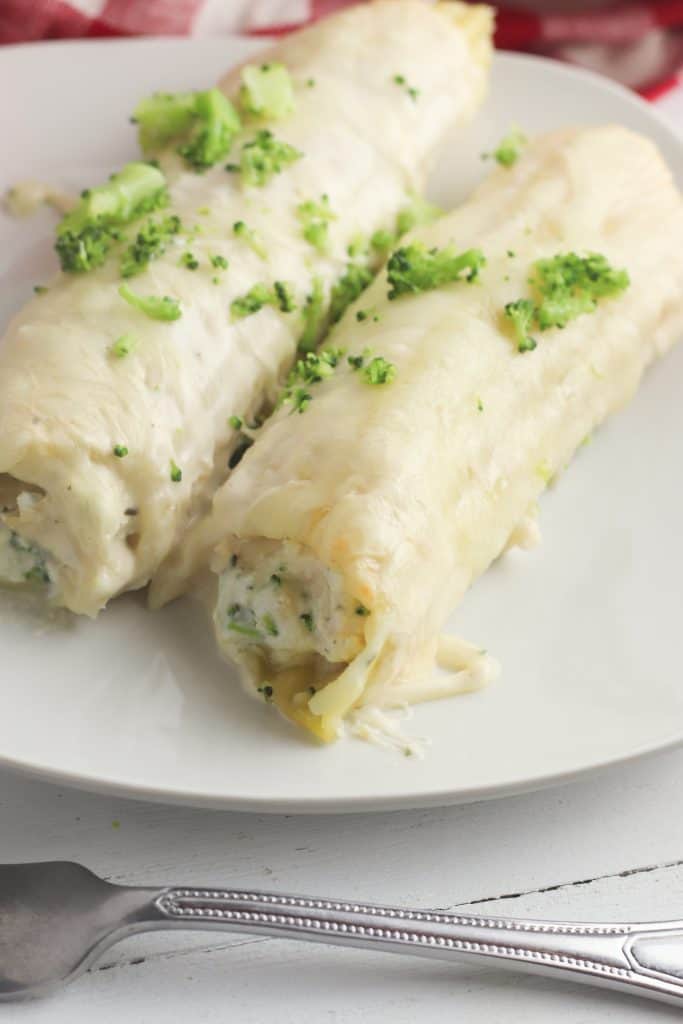 Chicken, Cheese and Alfredo Manicotti 