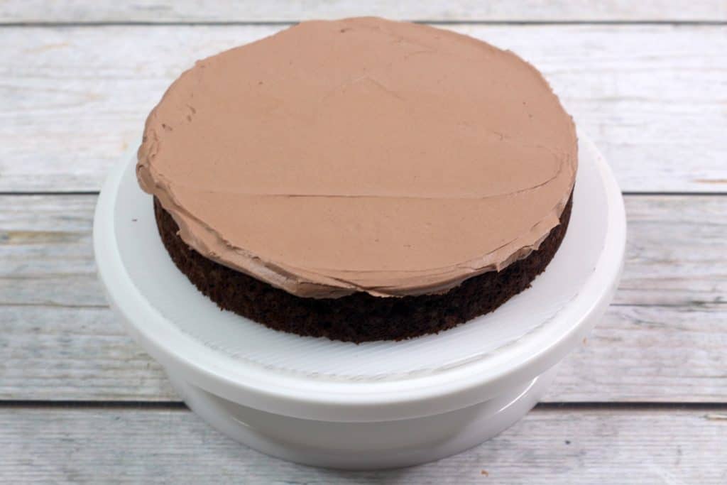 chocolate cake with cherry frosting