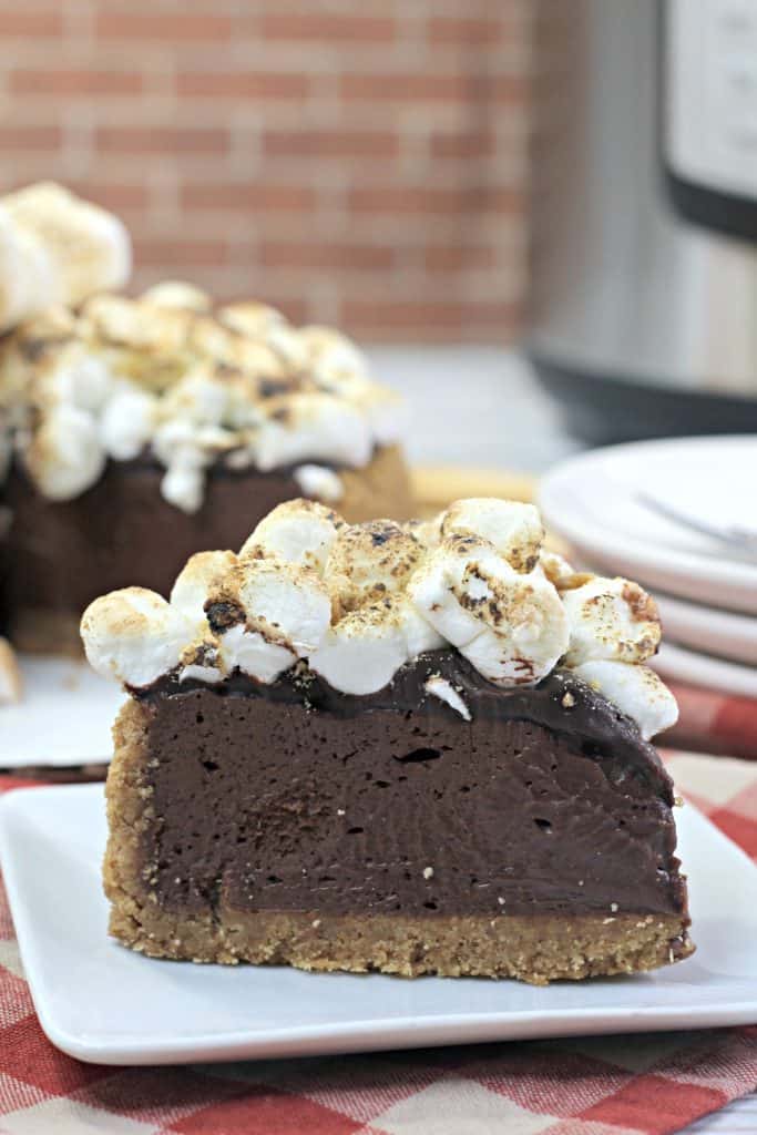 S'mores Cheesecake Slice with Marshmallows