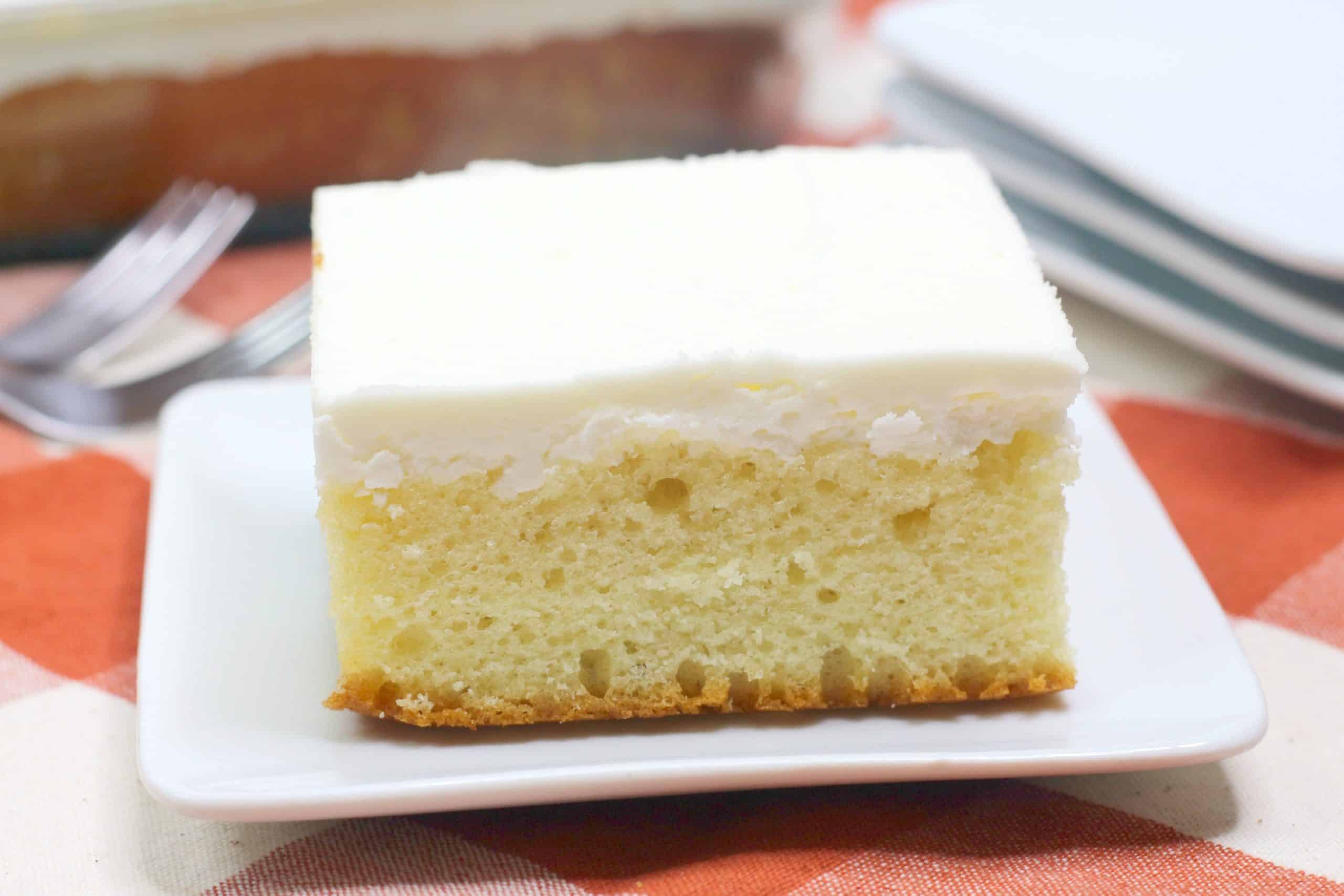 slice of vanilla cake on plate