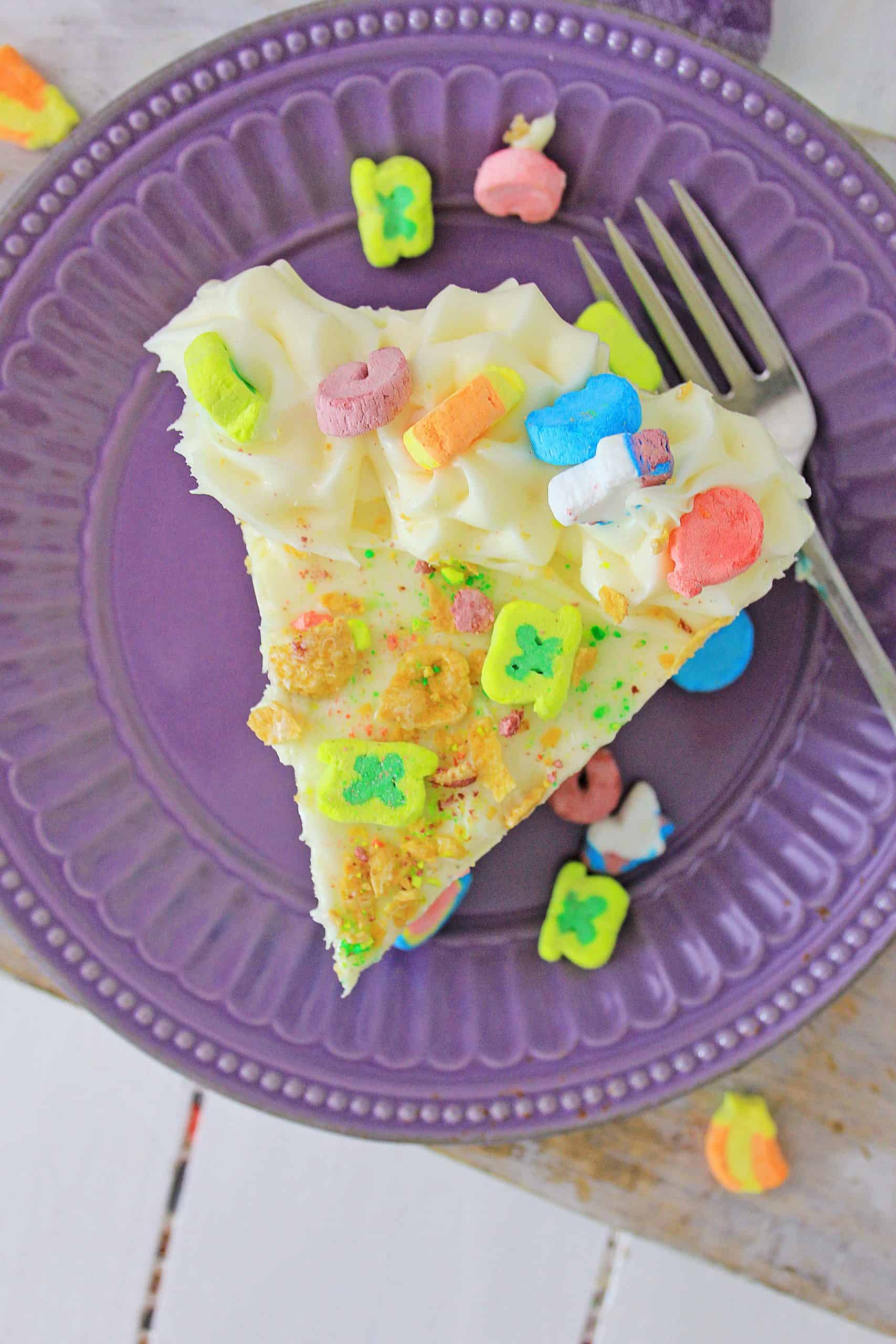 Slice of Lucky Charms Cheesecake