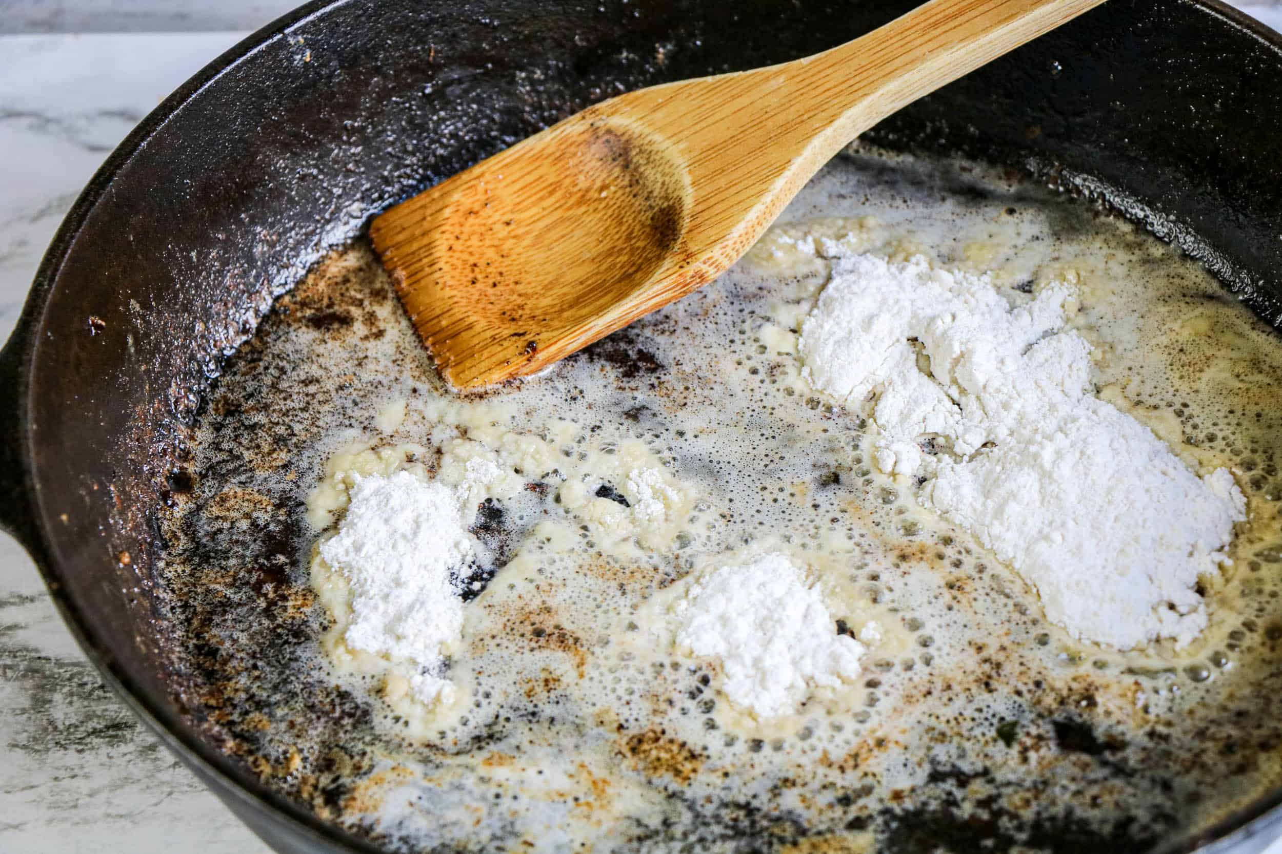 flour and butter in pan