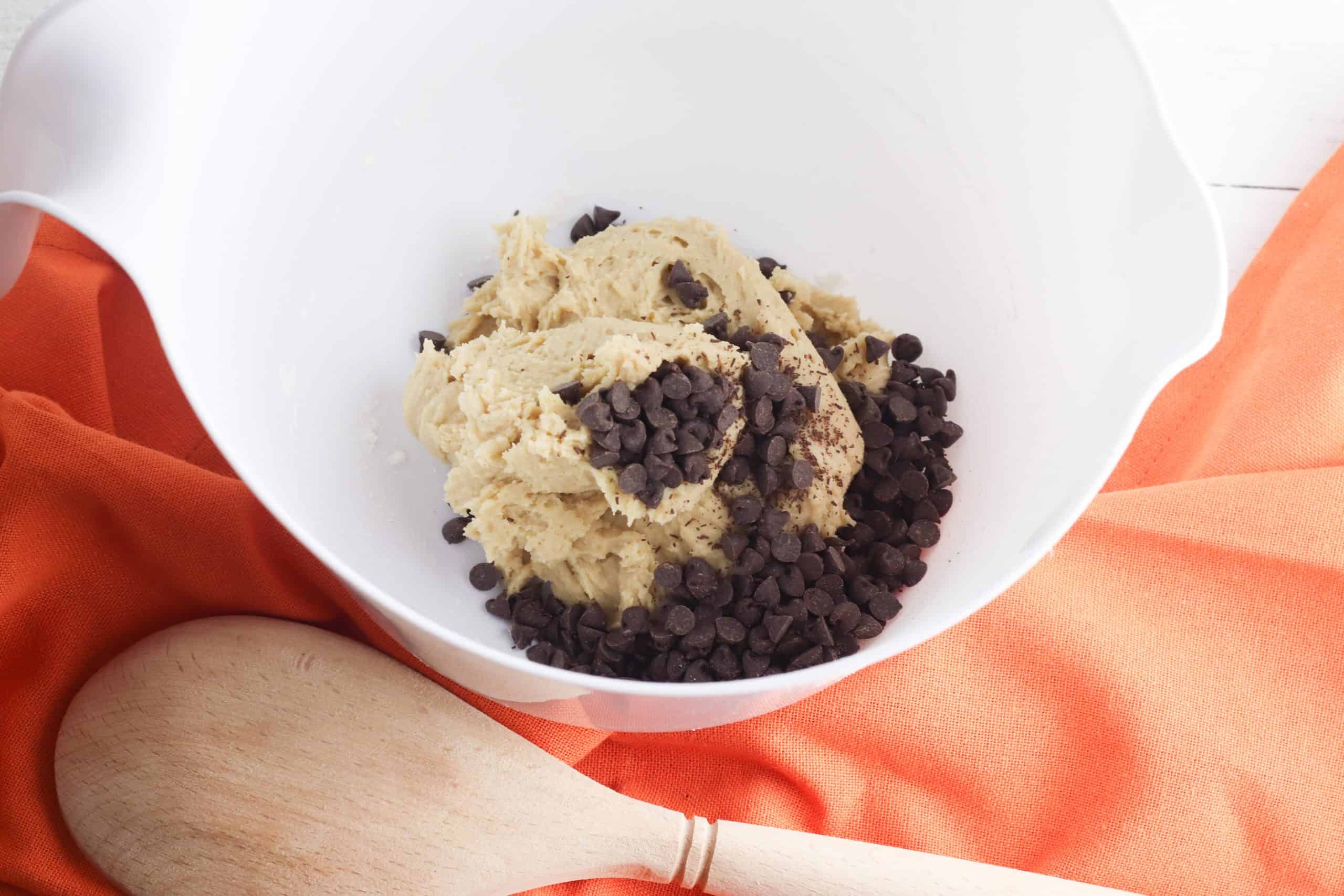 batter and chocolate chips