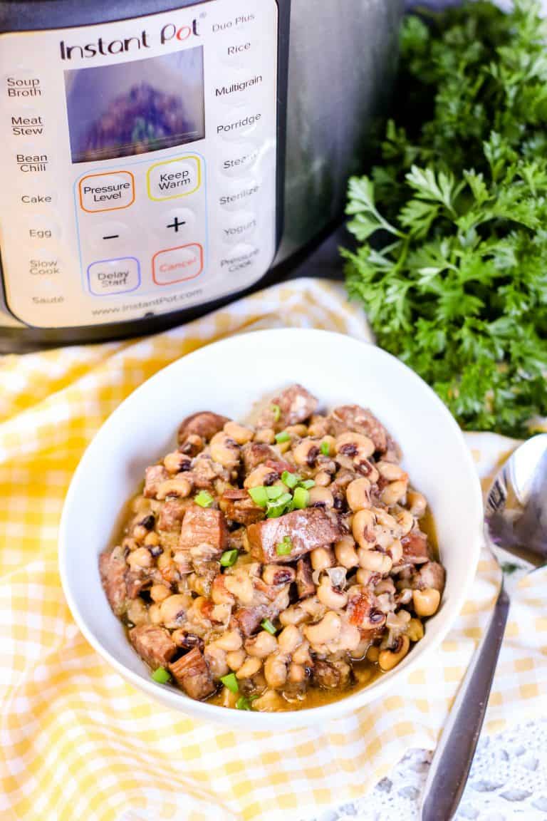 Instant Pot Spicy Black Eyed Peas with Sausage Mama's On A Budget