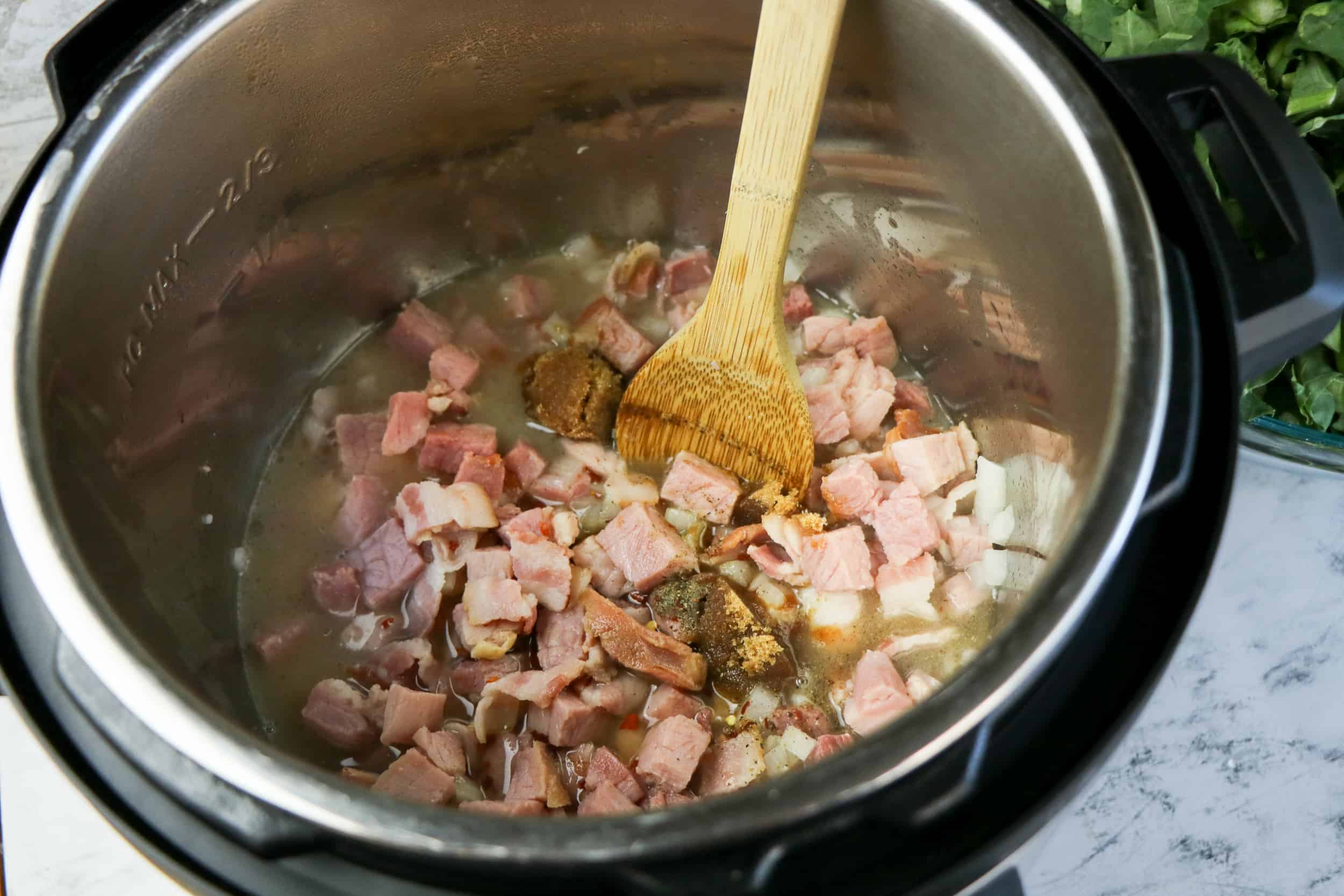 ham and onion in Instant Pot