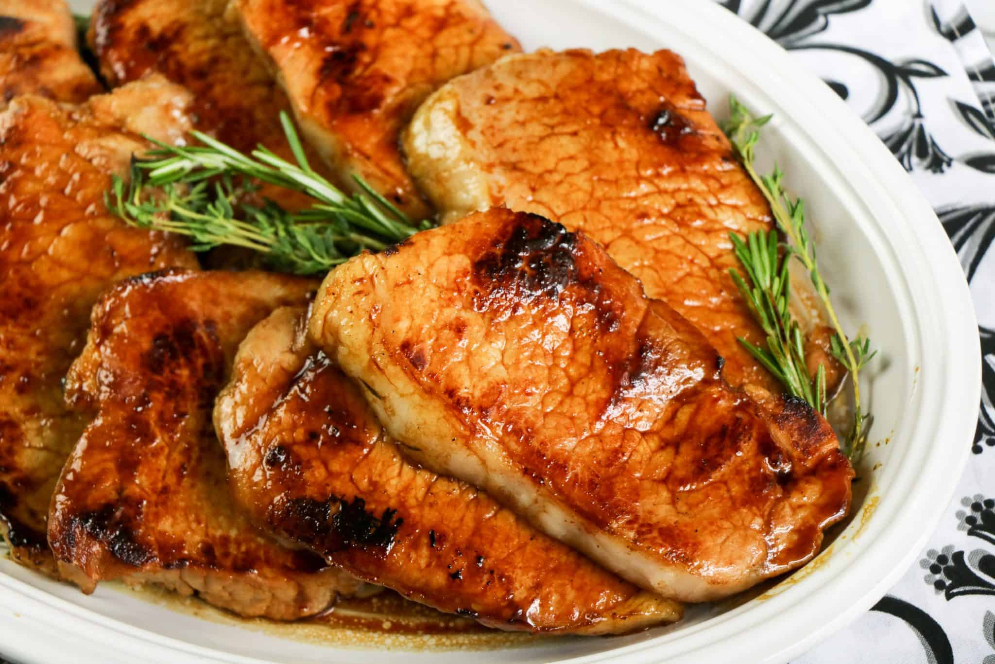 Bourbon Molasses Glazed Pork Chops Mama's On A Budget