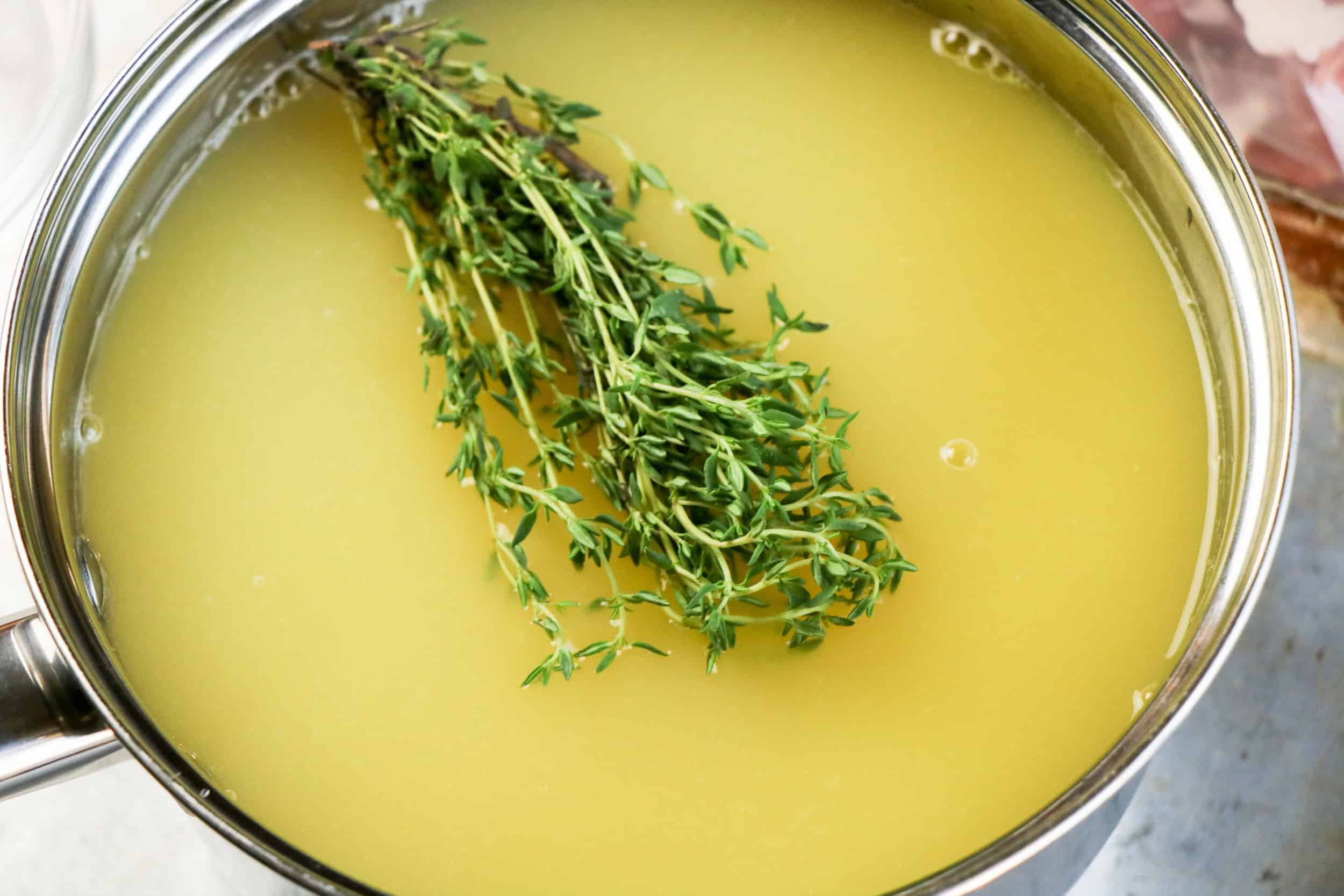 Chicken broth with herbs