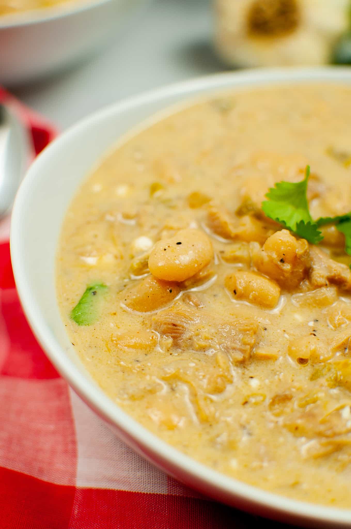 close up of Instant Pot White Chicken Chili