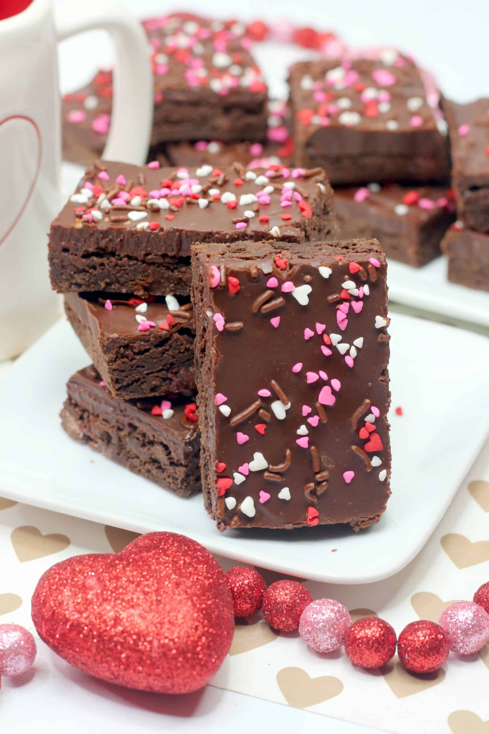 Plate of Valentine's Day Brownies