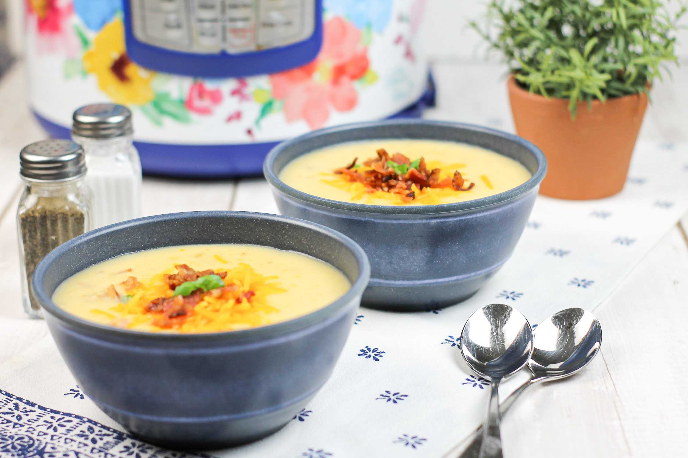 Slow Cooker Loaded Potato Soup closeup