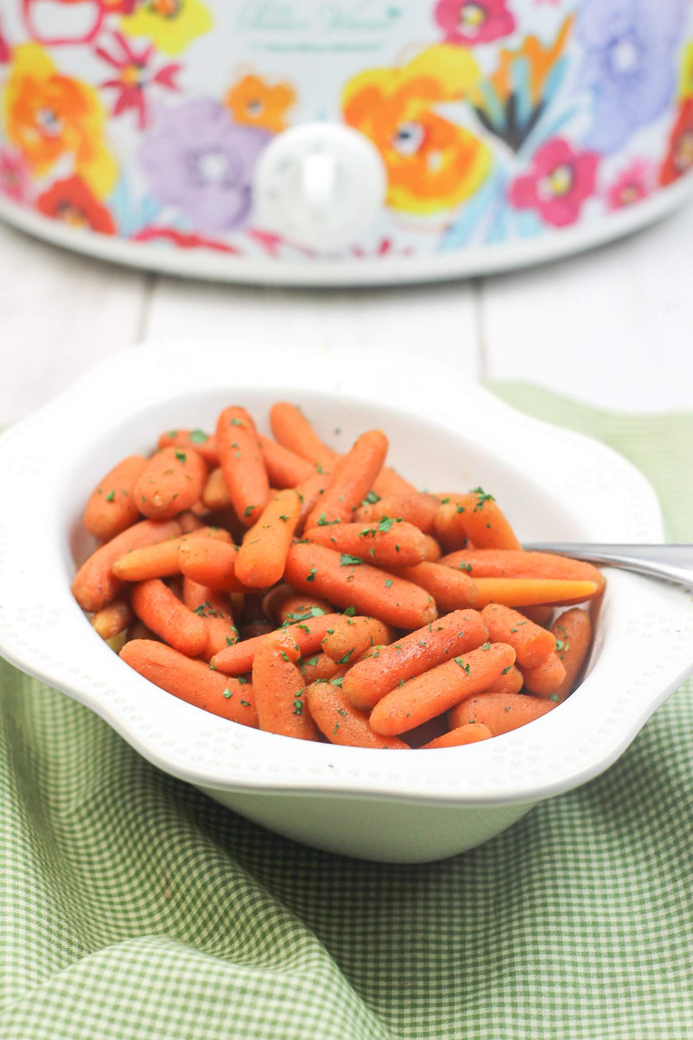 Dish of Slow Cooker Brown Sugar Carrots