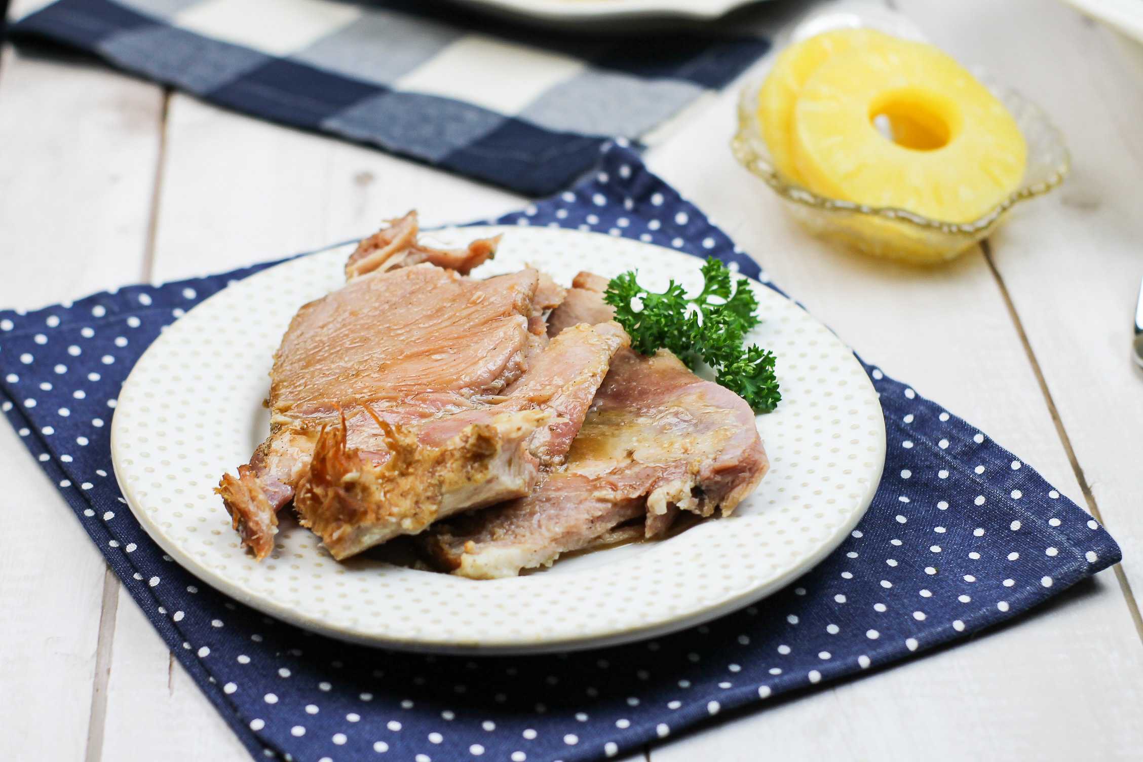 Plate of Slow Cooker Glazed Ham