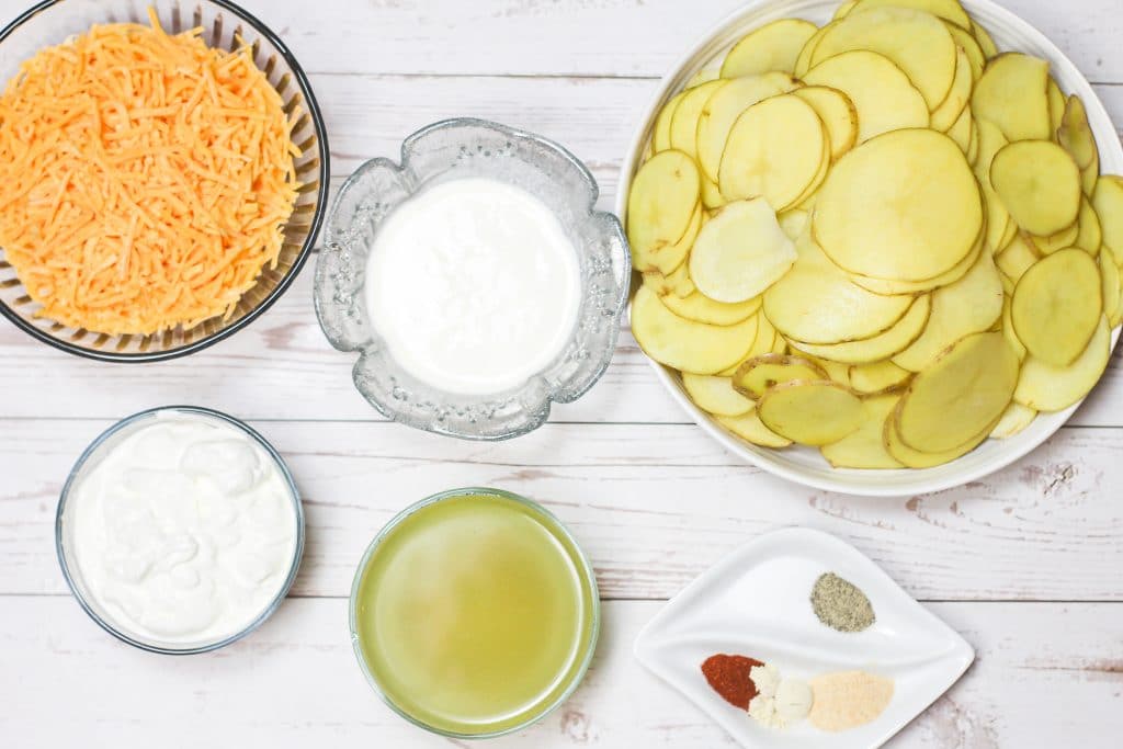 Ingredients for Slow Cooker Au Gratin Potatoes