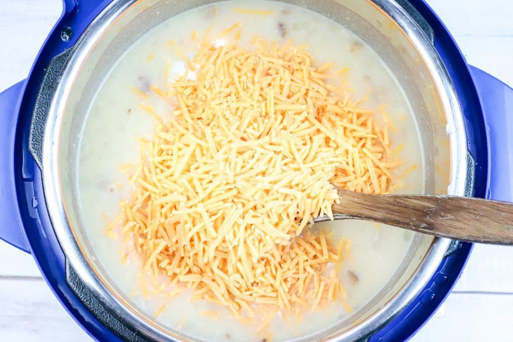 cheese and soup in pot