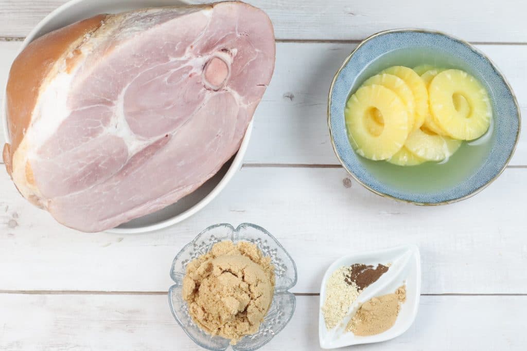 ingredients for Slow Cooker Glazed Ham