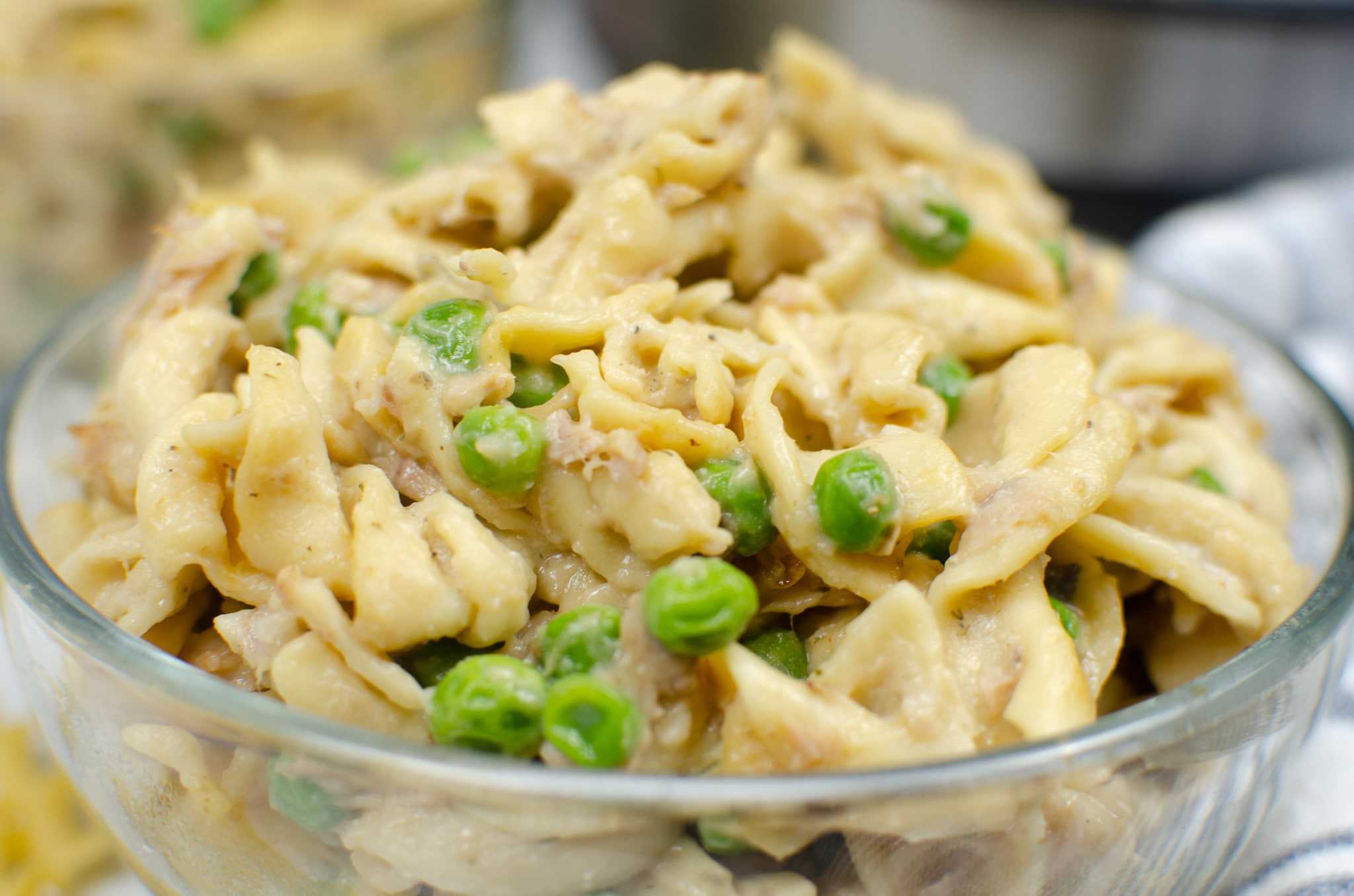Close up of Instant Pot Tuna Noodle Casserole