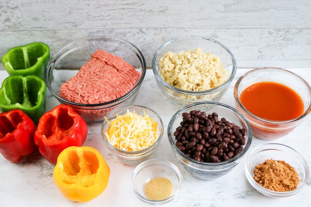 Ingredients for Slow Cooker Mexican Stuffed Peppers