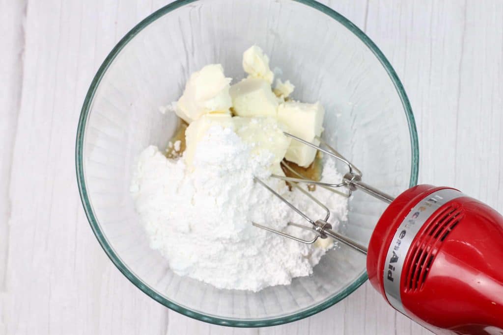cream cheese, powdered sugar, and vanilla extract