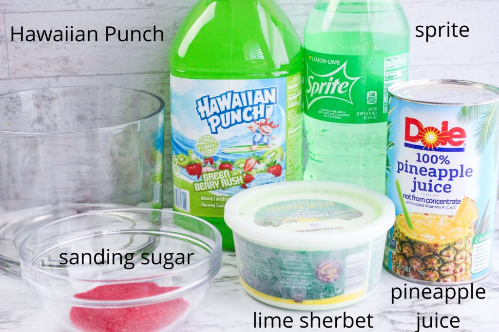 Green Punch Ingredients on a table