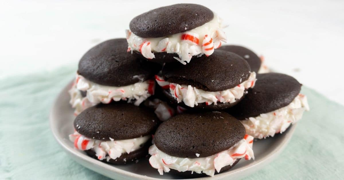 rectangle image of peppermint whoopie pies