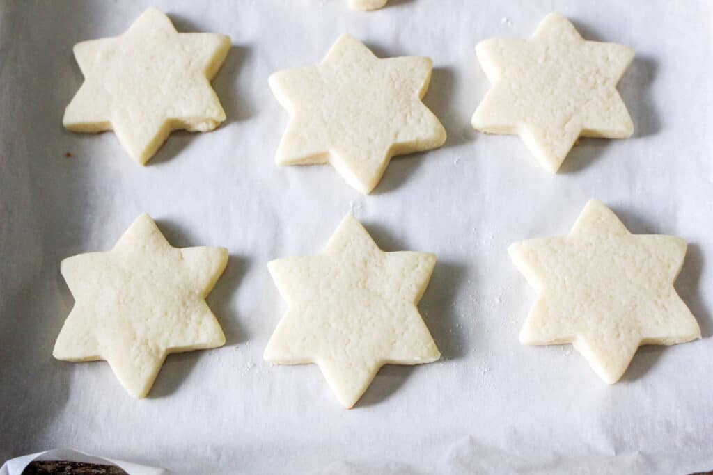 raw cookie dough shaped into star shaped cookie dough