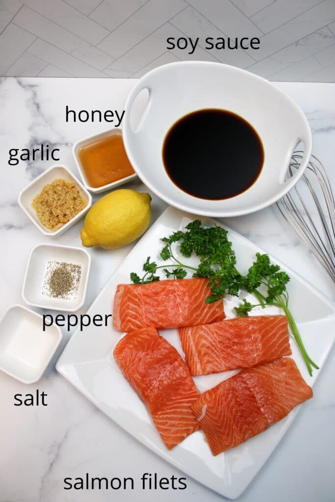 ingredients for honey-glazed salmon