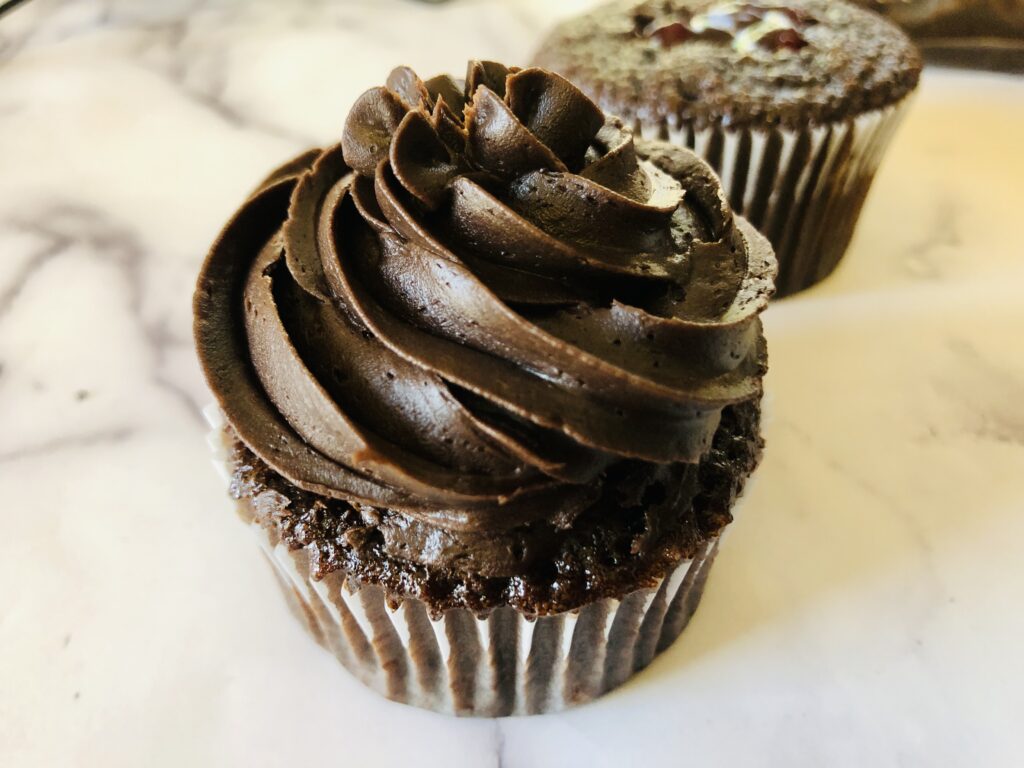 Chocolate Cupcake frosted with chocolate frosting