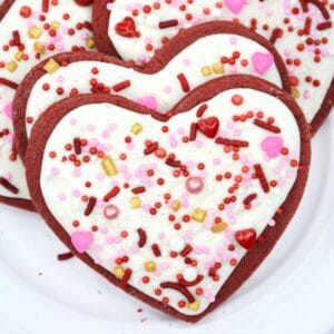 square image of Heart-Shaped Red Velvet Cookies