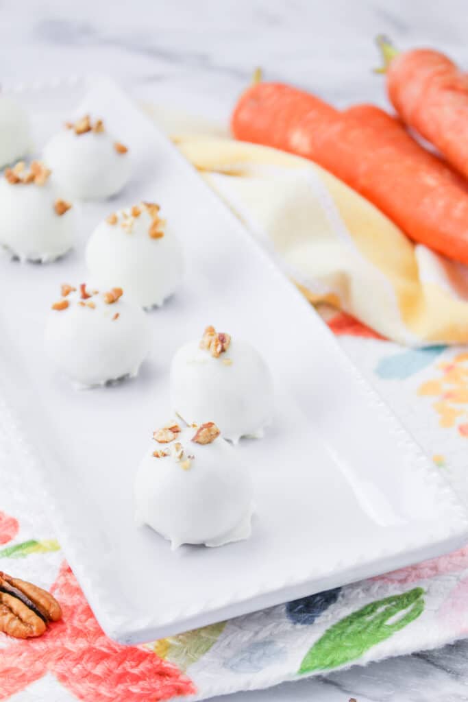 Carrot Cake Truffles on a white plate