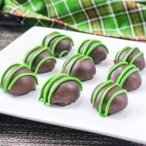 square mint oreo balls image on a white plate