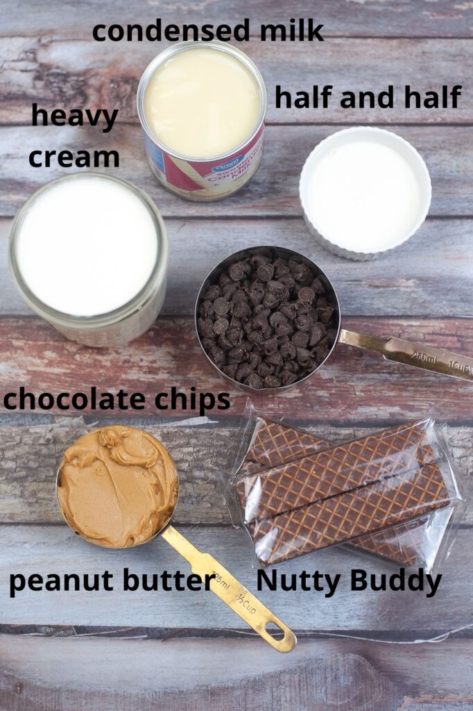 ingredients for little debbie nutty buddy ice cream ingredients with text
