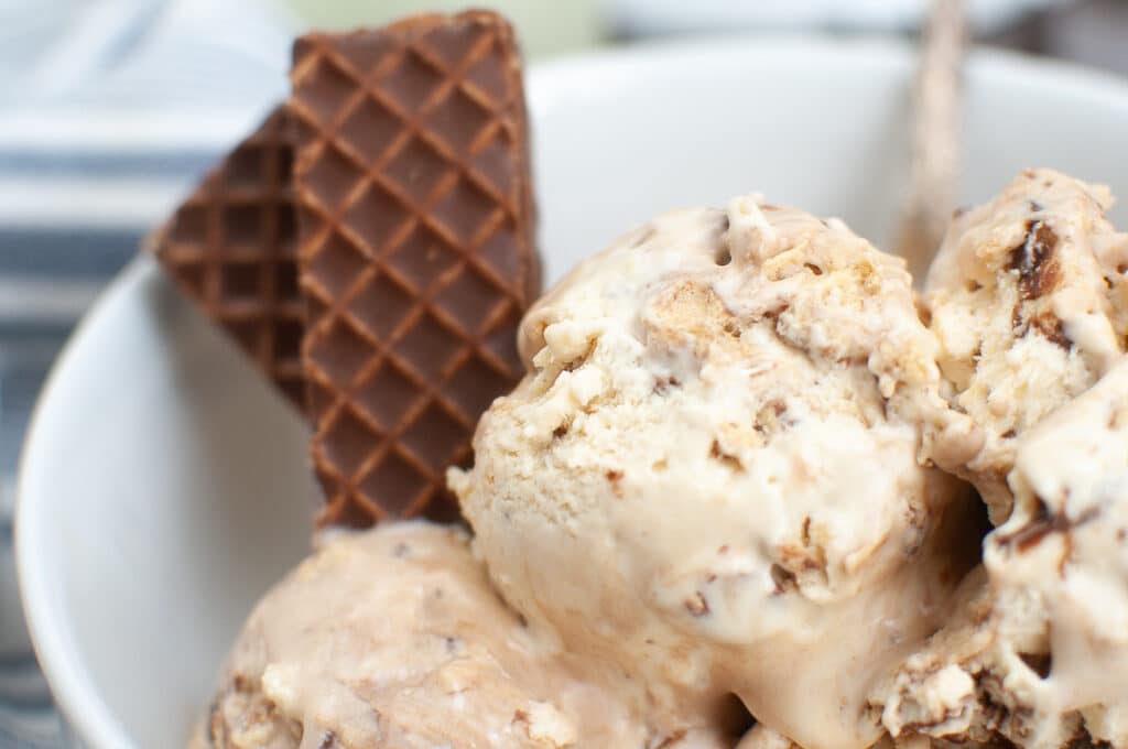close up image of Little Debbie Nutty Buddy Ice Cream in a bowl
