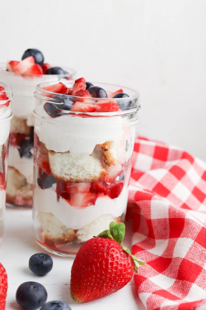 summer berry trifle in a jar