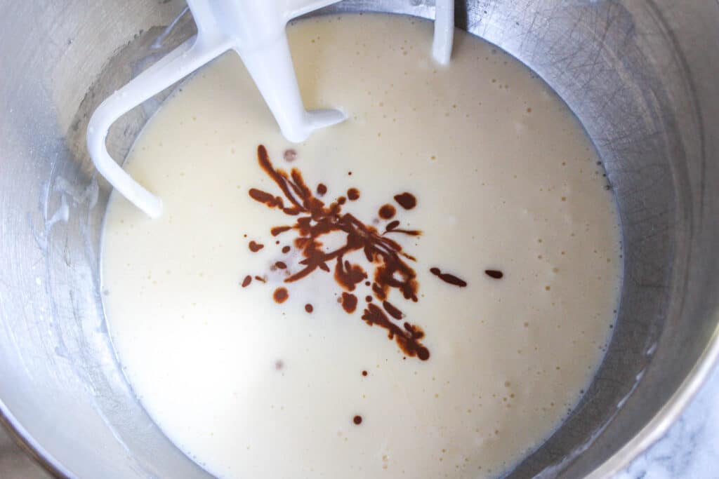 vanilla, eggs, milk and heavy cream in a mixer