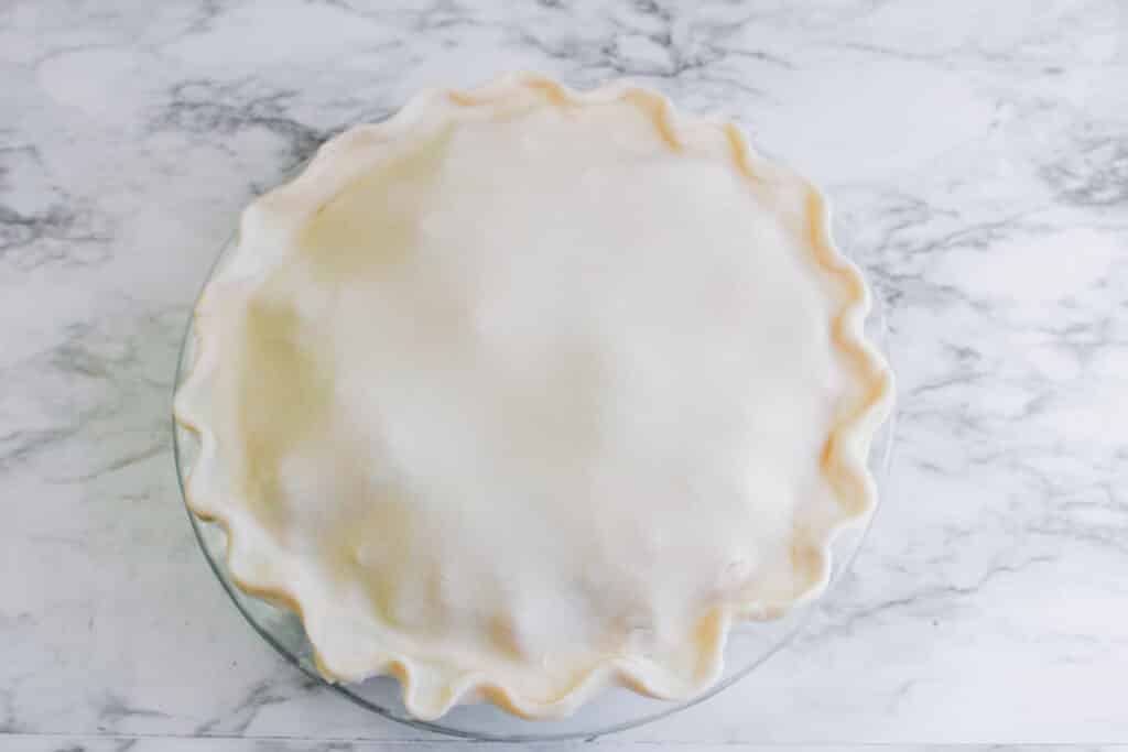 top crust on top of a meatball pot pie