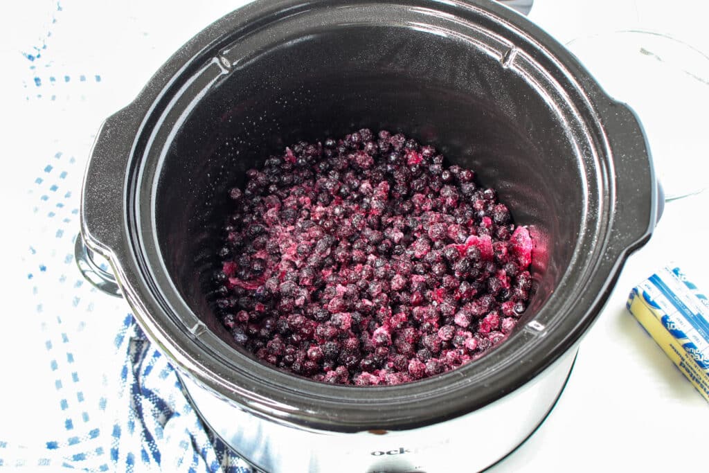 frozen blueberries in a slow cooker