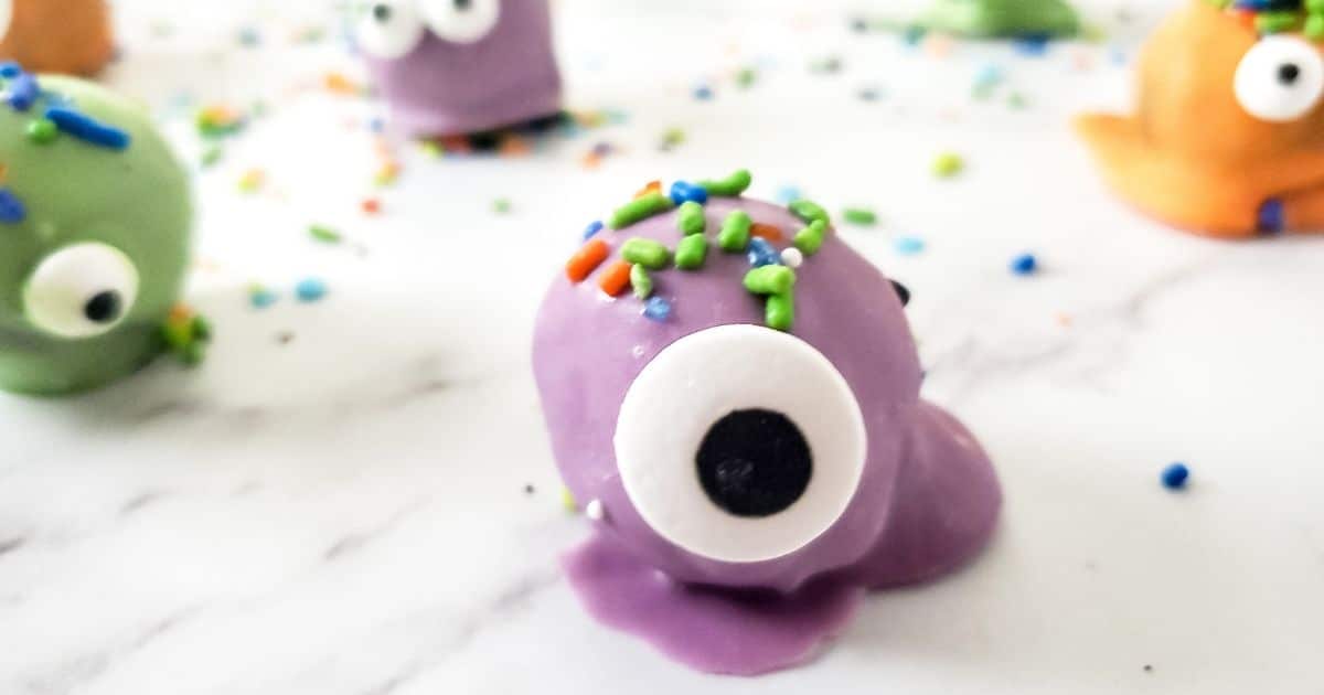 monster oreo balls on a marable counter