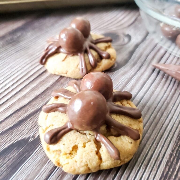 spider cookies on a wooden background