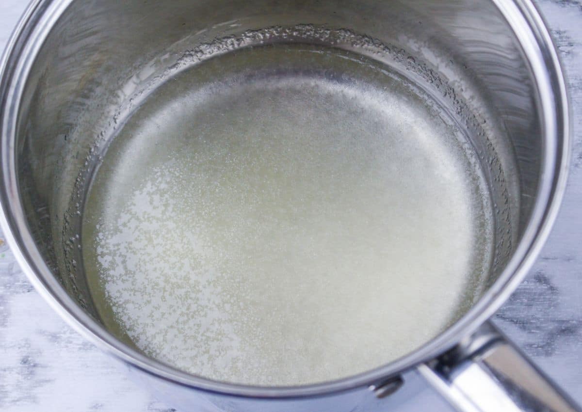 gelatin being boiled in a saucepan