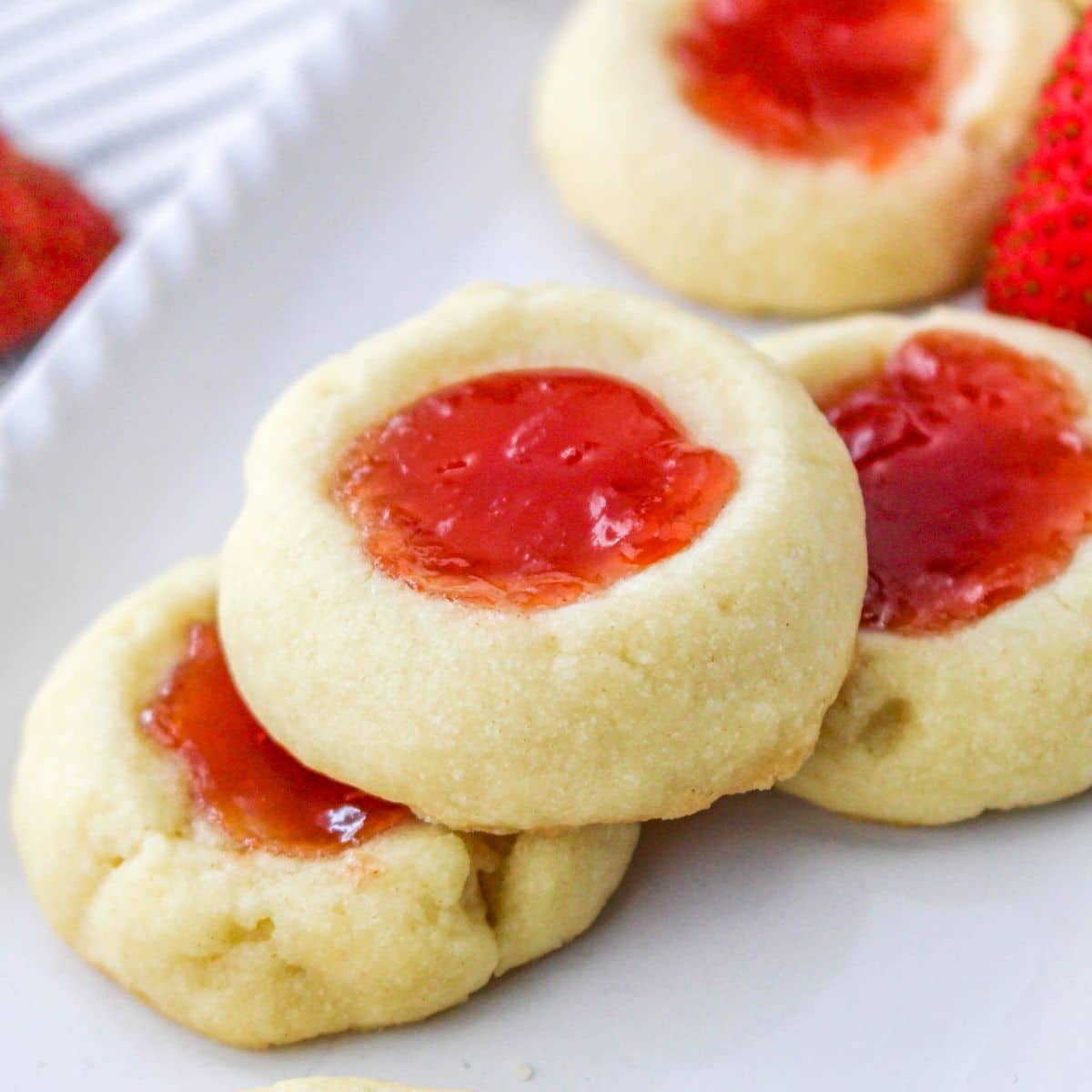 Strawberry Shortbread Cookies on a tray