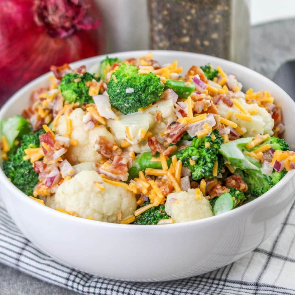 bowl of amish broccoli salad