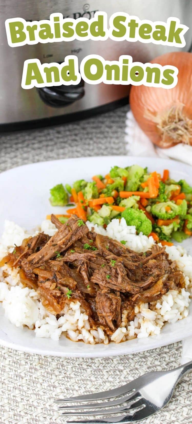 Slow Cooker Braised Steak and Onions - Mama's On A Budget