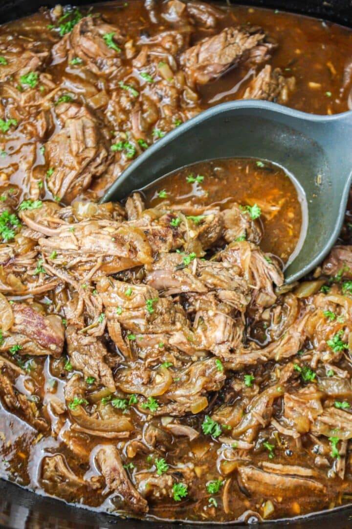 Slow Cooker Braised Steak and Onions - Mama's On A Budget